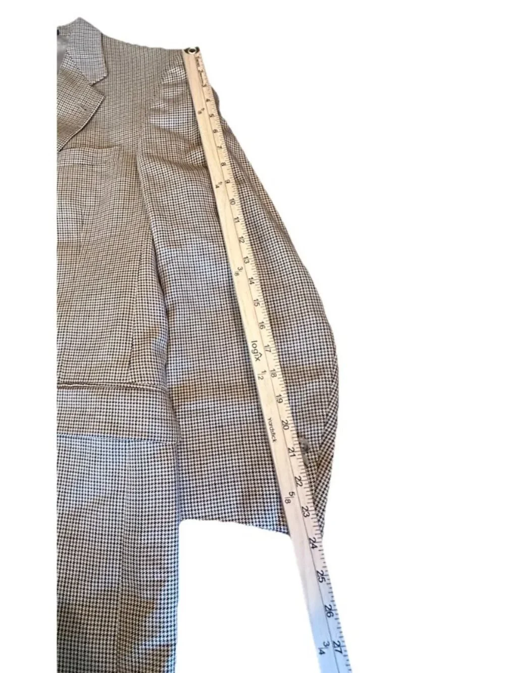 Hart Schaffner Marx Nordstrom Blazer 2 Button Beige Houndstooth 43L Union Made